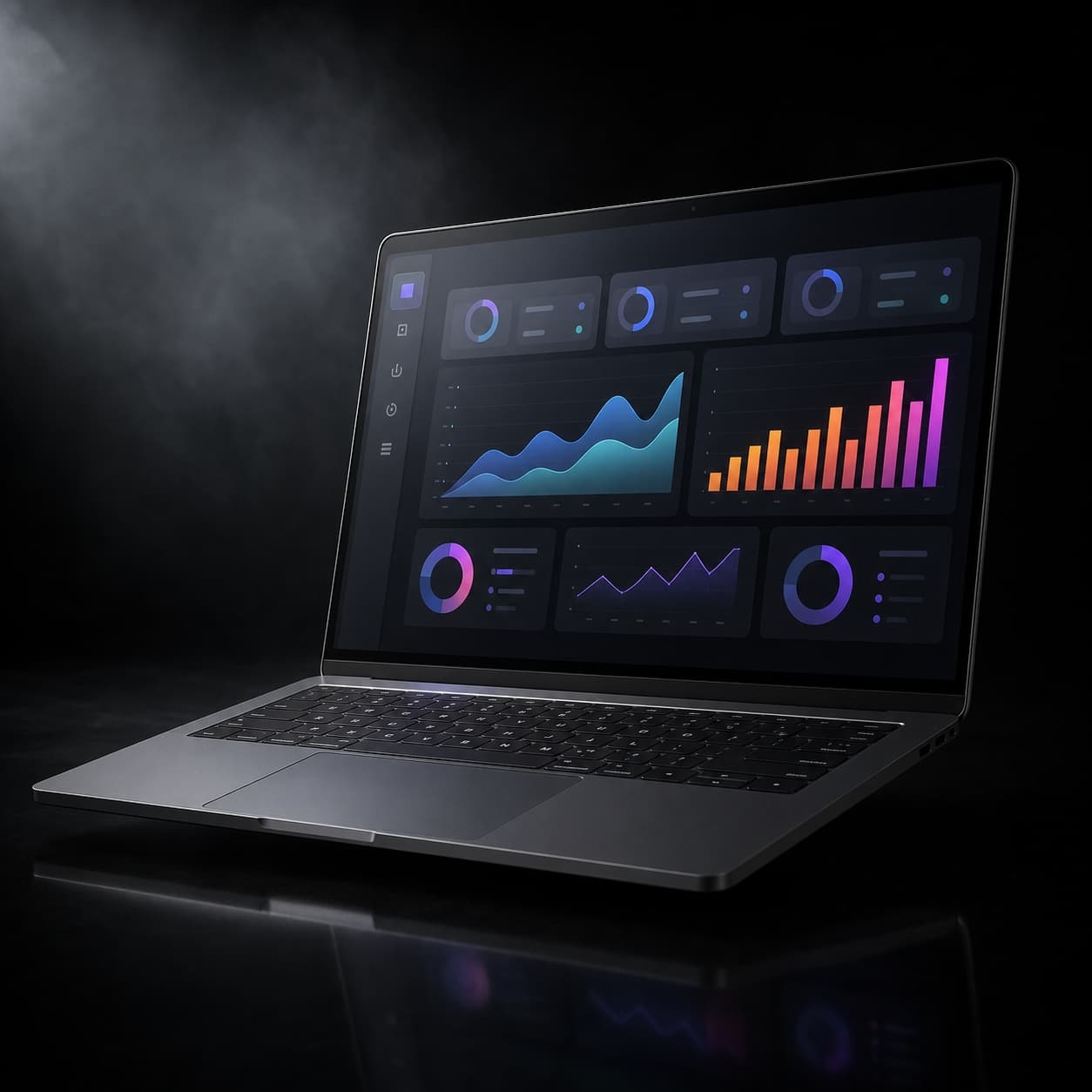 Laptop displaying a custom SaaS analytics dashboard